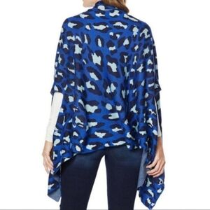 Colleen Lopez leopard vest wrap shawl blue M/L